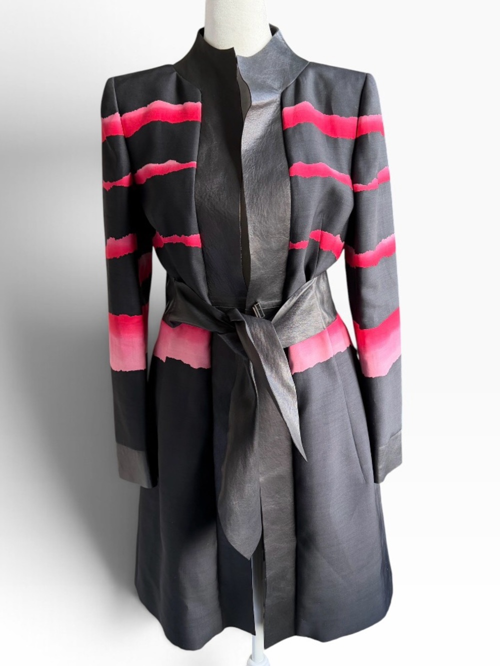 Unlabeled Goth Avant Garde Black Hot Pink Statement Coat XS/S